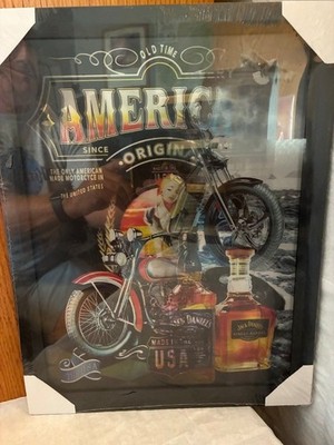 3 n 1 Jack Daniels 3D Hologram Picture Woman Motorcycle Pool Cue NEW 17x13 NEW!