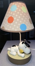 Lambs Ivy Peanuts Snoopy Woodstock Table Lamp w/ Polka Dot Shade 2013