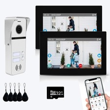 2 Wired Video Intercom System 7" Touch Screen Monitor Wireless WiFi Doorbell