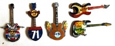 Hard Rock Cafe 5 Different Guitar Enamel Pins SET2