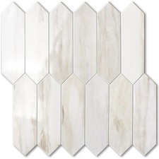 Glossy Wood Marble Grain Backsplash Tile Peel and Stick, 12.8 x 12.8 Inch 10 ...