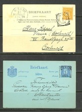NETHERLAND INDIES 2 EARLY POSTAL CARDS W/ SQUARE CIRCLE CANCELS 1902 &1906