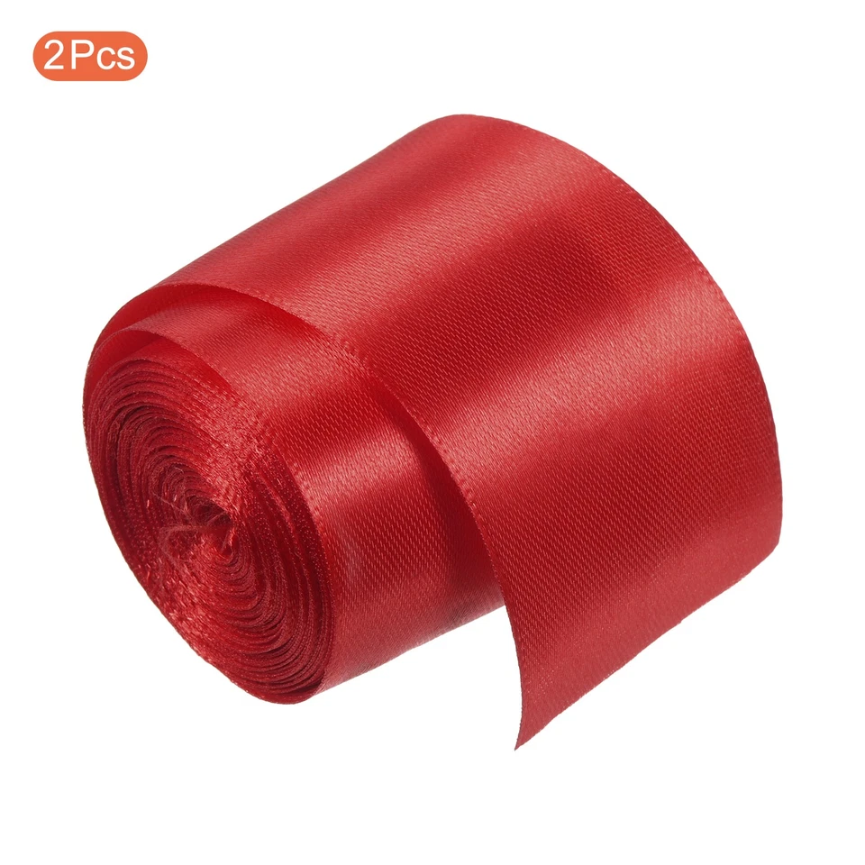 2pcs 5cmx10m Finish Line Satin Ribbons Poly Tape Athletics Sprint Race Belt, Red - Image 3 of 4