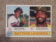 Topps 1979 League Leaders Rod Carew Dave Parker #1 Twins Pirates Baseball Card