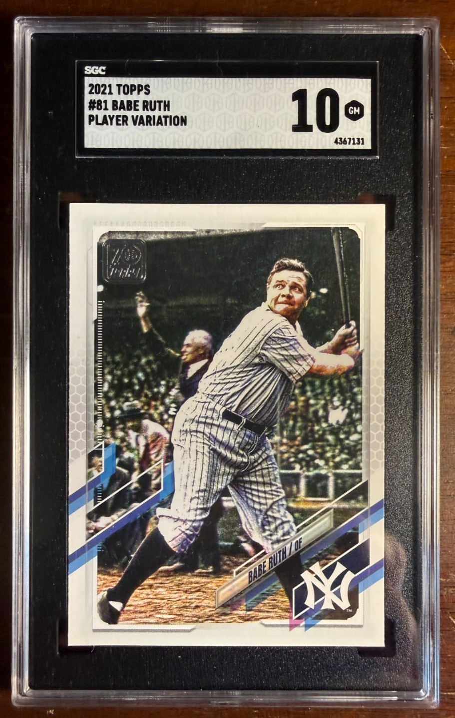 2021 Topps Series 1 #81 Babe Ruth Player Var SP SGC 10/Bambino/New York Yankees