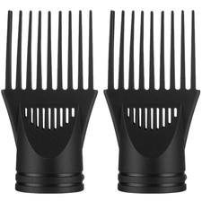 Universal Hair Dryer Comb Attachment 2Pcs Black Plastic Blower Nozzle 5 cm Di...
