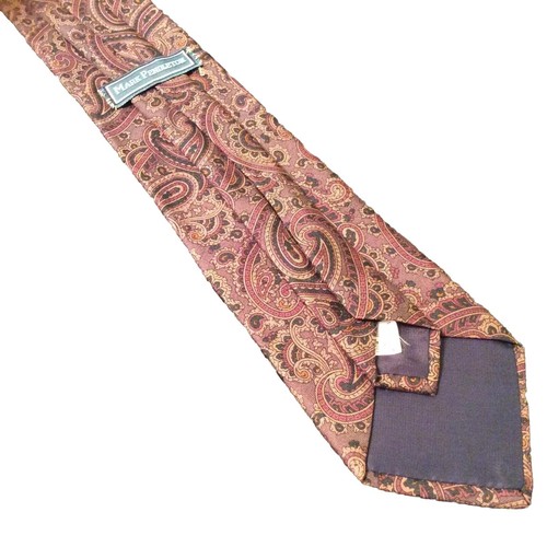 Mark Pendleton brown gold paisley silk Repp tie 59x3.5” - Picture 2 of 3