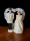 Vintage 1976 Wilton Bride & Groom w/Heart Cake Topper White Dress Southern Belle
