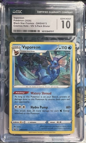 Pokemon Vivid Voltage Vaporeon Black Star Promo SWSH072 CGC 10 Gem Mint