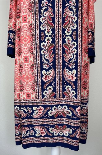 London Times Woman Navy & Peach Paisley Floral Dress Plus Size 20W - Picture 8 of 12