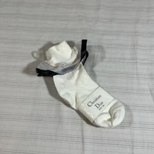NOS Vintage Christian Dior Socks Kids Sz 7-8.5 Lace Dress Socks K1