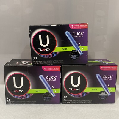 Lot Of 3, U by Kotex Tampons, Super, Unscented
