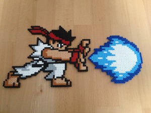 Pixel Art Perles A Repasser Ryu Boule De Feu Dans Street Fighter