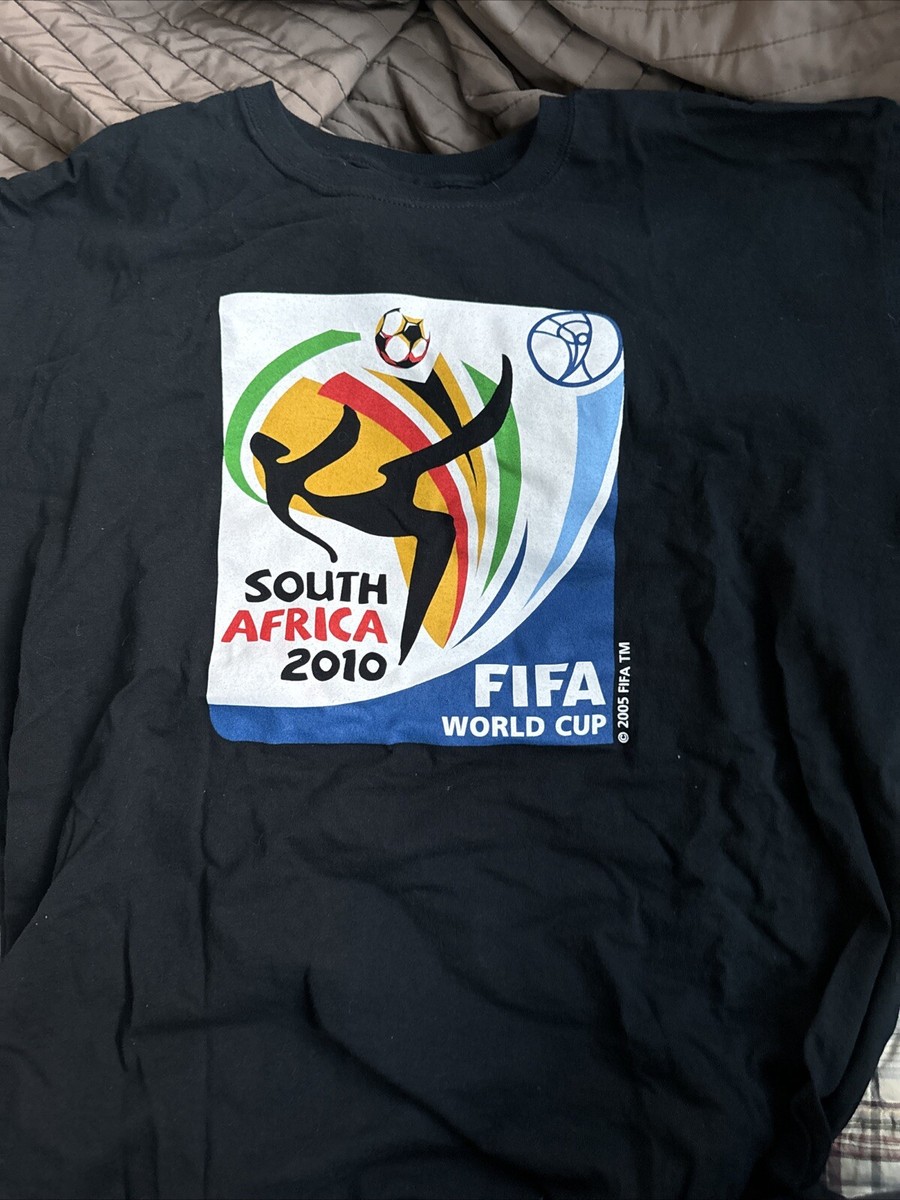 FIFA South Africa 2010 World Cup Soccer Black Graphic A Large T