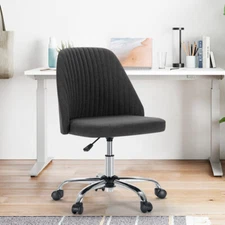 ZUNMOS Home Office Fabric Upholstered Armless Desk Chair for Bedroom Vanity