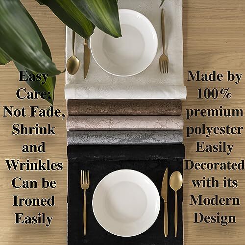 Table Runner 14x36 inch Decorative Kitchen Runner Wedding Indoor 14 x 36 Black - Photo 3/7