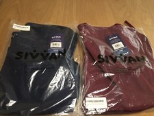 Sivvan Unisex XL Cobbler Aprons.Set Of 2.Side Ties, pockets. Burgundy /Blue NWT