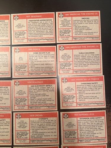 Vintage Fire Truck Cards Complete 22 Card Set 1983 K.F. Byrnes Ent. - Picture 8 of 10