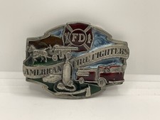 Vintage 1988 American Fire Fighters Department Enamel Siskiyou Belt Buckle USA