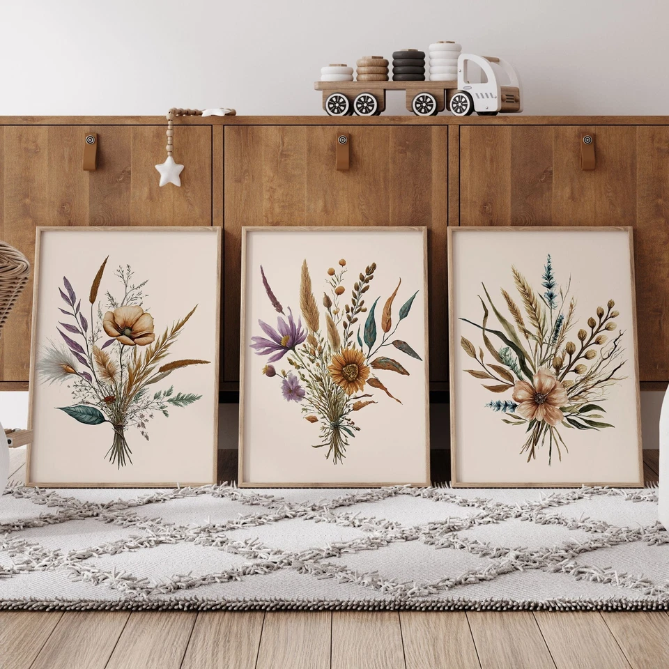 Set of 3 Boho Prints Neutral Watercolor Botanical Art Prints. Perfect Home Decor - Image 4 of 4