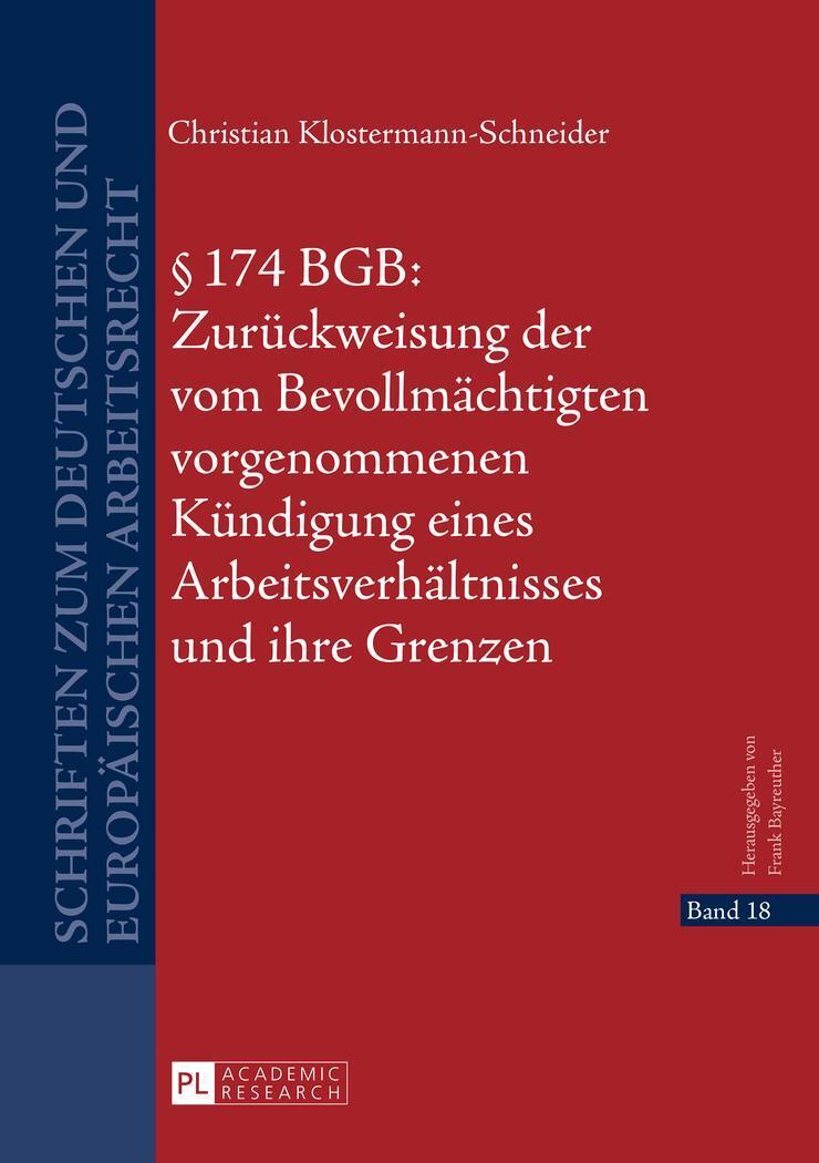 § 174 Bgb: Zurückweisung Der Vom Bevollmächtigten Vorgenommenen