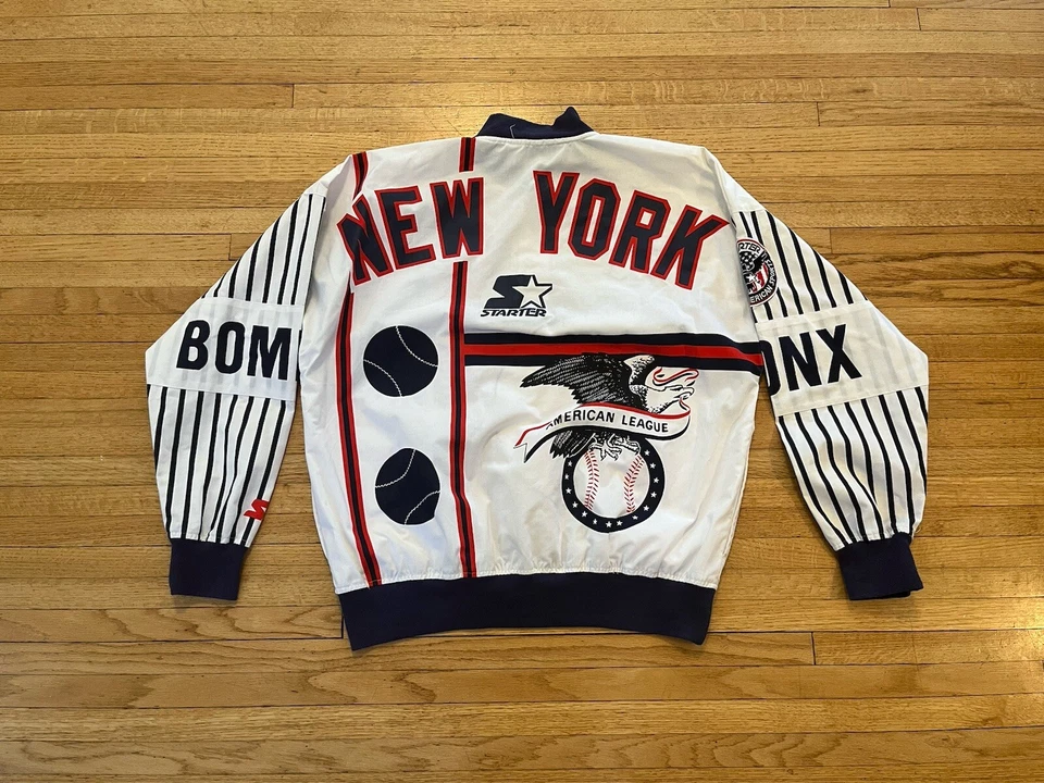 New York Yankees Vintage Starter Pullover AOP Bronx Bombers Mens M EUC  - Image 2 of 4