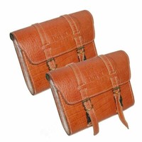 Passend FüR Royal Enfield Tan Leder SeitengepäCk Saddlebag Set FüR @Us