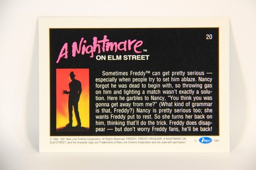 A Nightmare On Elm Street 1991 Card #20 Freddy Gets Pretty Serious L004183 - Picture 2 of 2
