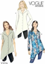 Vogue V9226 Misses' Asymmetrical-Hem Tunics Sew Pattern Size 6-14 or 14-22