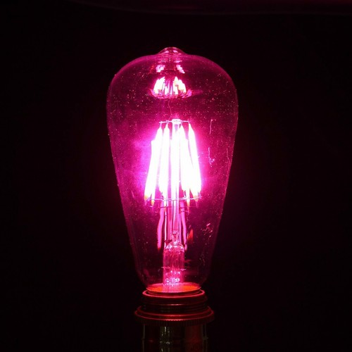 Pink E27 Screw ST64 LED Filament Edison Bulb Ambience Home Decorative Lighting - Picture 2 of 11