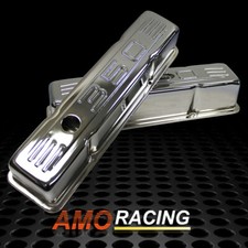 Chromed 350 Logo Tall Valve Covers Fit SBC Small Block Chevy 283 327 400 1958-86