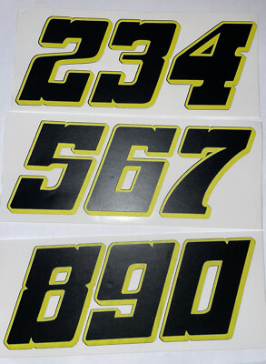 Matte Black-w/ Yellow Shadow #2-9,0 Racing Numbers  Rc Box L4