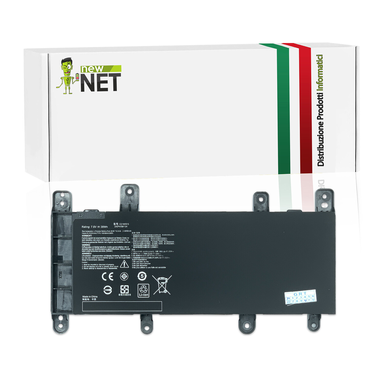 Batteria compatibile con Asus Vivobook X756UJ-T4053T X756UA-3G 7,6V