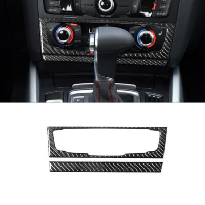 2Pcs For Audi Q5 2009-2017 Carbon Fiber Interior Climate Console Cover Trim