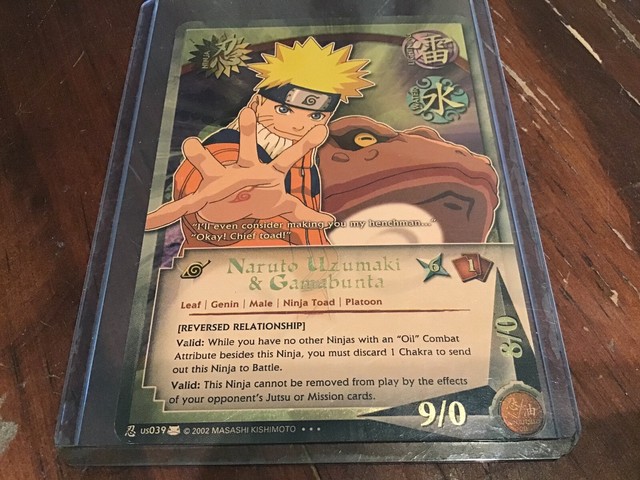 NARUTO UZUMAKI & GAMABUNTA US039 SUPER RARE GOLD FOIL TRADING CARD TCG