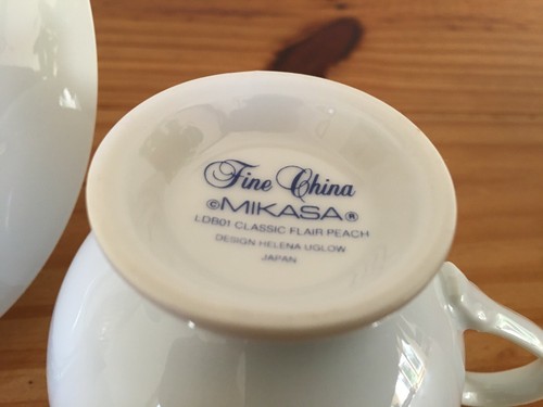 4 x Mikasa LDB01 Classic Flair Peach Helena Uglow Cup & Saucer Japan Fine China - Picture 8 of 8