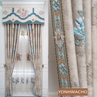 Custom 3D relief French thick jacquard beige cloth curtain tulle valance C1606