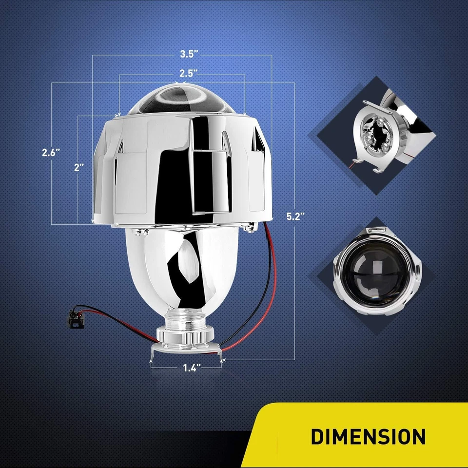 2.5 inch Mini Headlight Bixeno Projector Lensr With Shrouds Retrofit Universal - Image 4 of 4