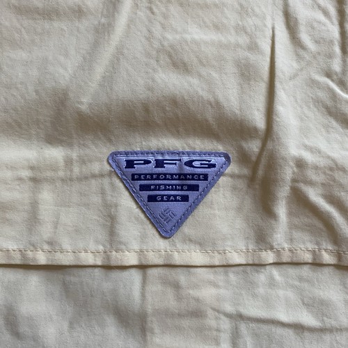 Columbia PFG Shirt Mens Large Yellow Nylon Vented Outdoor Fishing Button Up S/S - Picture 10 of 14