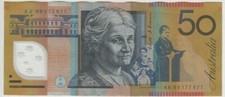 Banknote Australia $50 Stevens Henry polymer first prefix AA09 repeater number