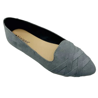 Ataiwee women s Wide Flat Loafer Casual shoes 6.5 M Grey