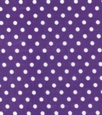 Printed Polycotton Craft Fabric Material - POLKA DOTS ON PURPLE