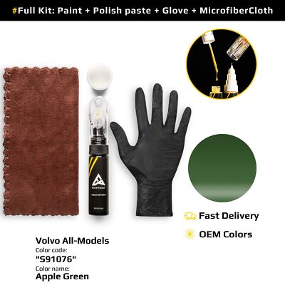Touch up Paint for Volvo Code: S91076 Apple Green Easy Apply Scratch Repair