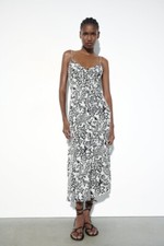 BNWT ZARA PRINTED CAMISOLE DRESS ECRU/BLACK SIZE XS-S