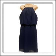 SORELLA VITA Blue Evening Bridesmaid Halter Dress Lined Knee Length Size 14 