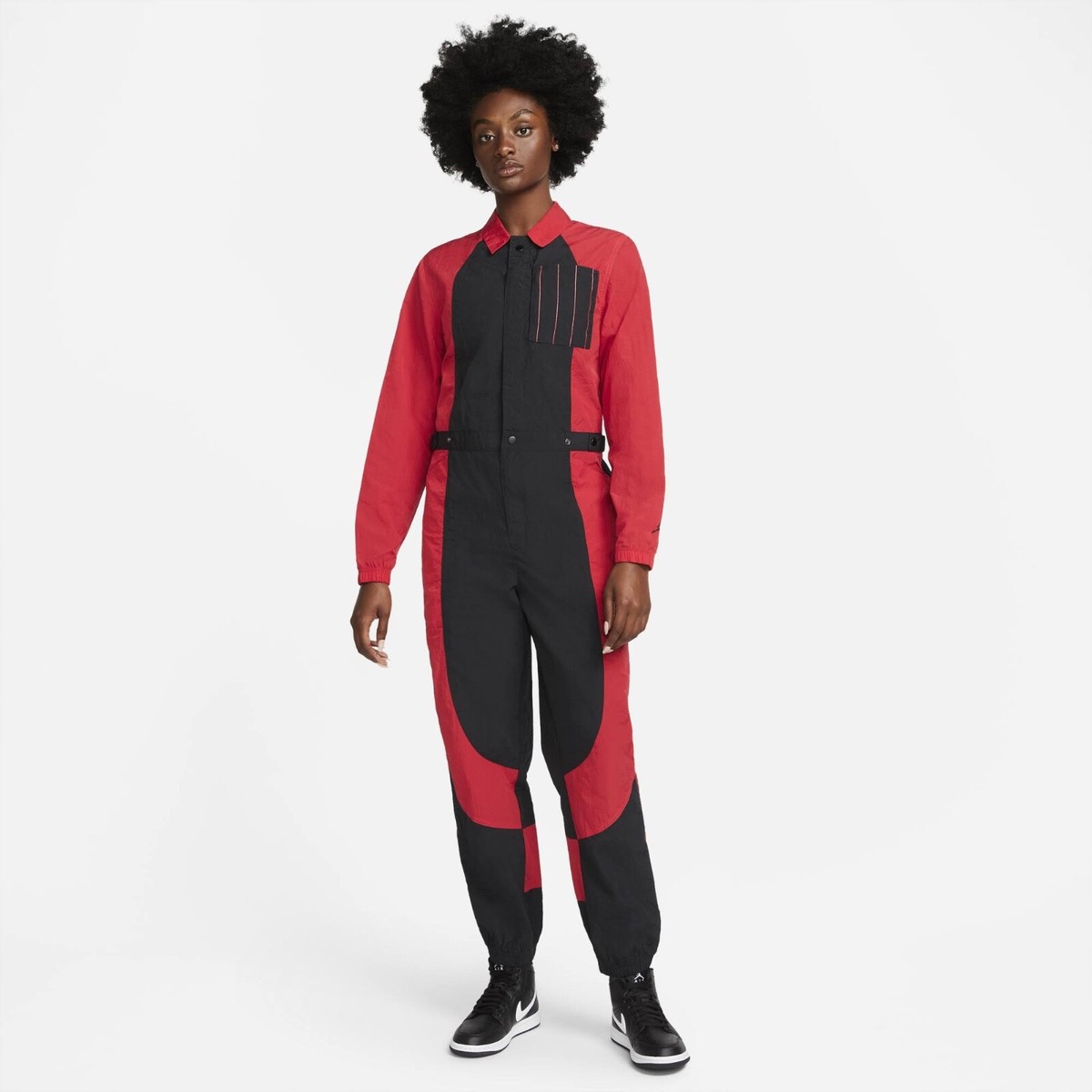 Jordan ジャケット Mサイズ ブラック ワインレッド ジップアップ 春秋 Air Jordan Women's Essential Varsity JUMPSUIT Red DJ2626-636 SZ S