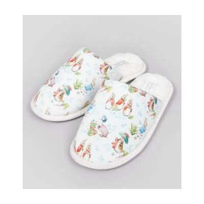 Peter Rabbit Pantolette Hausschuhe für Damen | kuschelige Fleece gefütterte Slipper Beatrix Potter