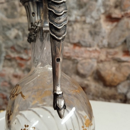 Antique Sterling Silver Minerva Crystal Pitcher Flask Jug Flowers Decor 19th C - Picture 7 of 10