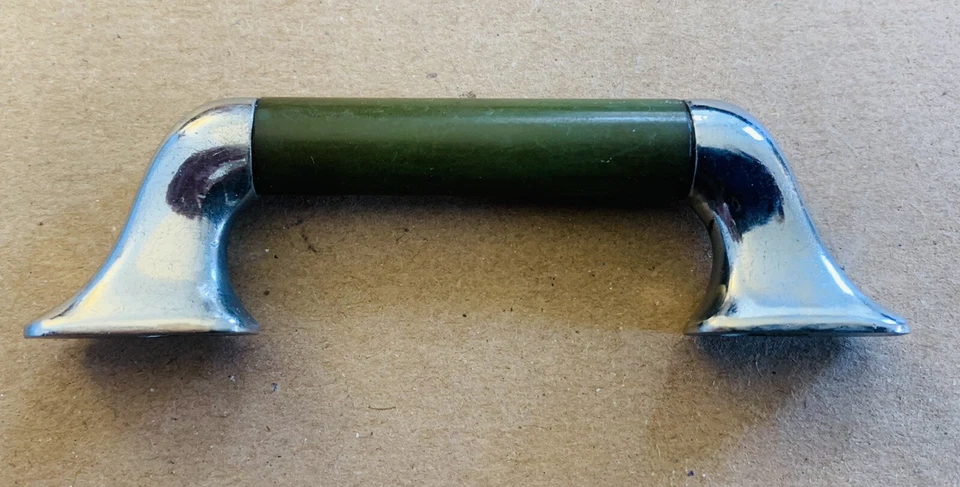 Puxador de gaveta antigo baquelite moderno meados do século cromado art déco 2 1/2”centros - Imagem 4 de 4