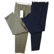Bundle Lot 2 Bend Over USA-Made Leisure Comfort Pants Grandma-12 Grey NWT Navy